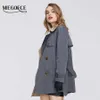 Miegofce Spring Coat Womens Windbreaker Casual High Quality Windbreaker har bälte knäppas ner kappa kontorsstil 210812