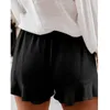 Bawełniana pościel krótkie spodnie kobiety wysoki talia letnie luźne szerokie nogi casual spodnie koreańskie szczupły spodnie damskie 210724