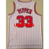 Men's 33# PIPPEN new season red white stripe basketball jersey S-XXL