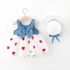Baby Mädchen Sommerkleid Prinzessin Kleinkind Kleider Für Neugeborene Kleidung Outfits Casual Geburtstag Party Kleid Mit Hut 0-2Y Vestidos Q0716