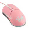 Topi topi da gioco cablato mouse doppia felicità uccello muto colorato luminoso carino ergonomic rose22