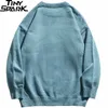 Hommes Hip Hop Streetwear Pull Tricoté Drôle Ours Harajuku Pull Jumper Casual Pull Pull Bleu Automne Printemps 211014