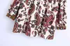 V-neck Printed Short-sleeved Holiday Chic Women's Pullover Women's Shirt Paisley Pattern Cotton Female Tops 210507