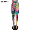 CM.Yaya Paisley Print Hög midja Bodycon Pencil Byxor för kvinnor Streetwear Legging Fashion Active Skinny Byxor 211115