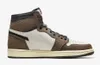 Authentiek Fragment 1 Donkere omgekeerde mokka schoenen Hoge OG SP Militair blauw Zwart Phantom WMNS Golf Olive Sail Universiteitsblauw Verlegen roze Outdoor sneakers met doos