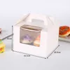 StoBag 10pcs/lot Kraft/White Handle Paper Box With Window Cupcake Packaging Birthday Party Handmade Cookies Hold Event Favor 210602