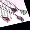 Pendant Necklaces Reiki Healing Quartz Stone Necklace Braid Net Pocket Crystal Natural Mineral Fluorite Labradorite293V