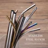 NewStainless stalen metalen stro herbruikbaar drinken gebogen en rechte type rietjes en schonere borstel voor thuisfeest bar-accessoires ZZE8361
