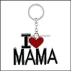 Porte-clés Bijoux Alliage d'émail I Love Mom Dad Papa Mama Heart Pendentif Keyrings Fathers Day Mothers Gifts Keychain Drop Delivery 2021 Qknrq