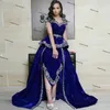 Sirène marocaine caftan robes de bal avec gland bleu royal peplum tenues algériennes Karako Velour Appliques robe de soirée islamique