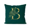 Cushion/Decorative Pillow Gold English Alphabet Green Cover Floral Print Creative Sofa Cushion Case Livingroom Bedroom Decorative Throw