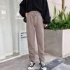 Casual Kordelzug Cargo Hosen Frauen Jogger Beflockung Hosen Frühling Winter Hohe Taille Lose Jogginghose Dame Pantalon Femme 210521