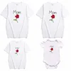 Tshirts Boys Girls Mom Daughter Son Rose Print Family Look Matching T-shirt Mommy and Me Clothes 210417