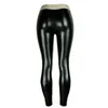 PU Faux Cuir Brillant Leggings Femmes Sexy Noir Taille Haute Lettre Pantalon Stretch Femmes Leren Legging Leggins Mujer Mode 211215