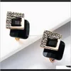 Charm Jewelry Drop Delivery 2021 Earringss925 Sier Needle Multi-Layer Square Glass Diamond Rhinestone Fashionable Girl Temperament Earrings R