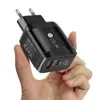 Carregador de parede PD USB C de carregamento rápido rápido 25W 18W 20W Eu US UK 2 portas QC3.0 Tipo c Adaptadores de energia para Iphone X XR 12 13 14 Pro Max Samsung B1 PC Mp3 com caixa de varejo