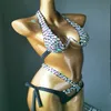 Semester Kristall Bikini Set Diamond Badkläder Strass Baddräkt Bling Stones Baddräkt Strandkläder Dam