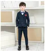 Neueste dunkelblaue Tweed Plaid Boy Anzug 2 Stück Set Kinder Prom Hochzeitsanzüge Blazer Kinder formelle Smoking für Jacke Hosen Herren Blazer