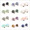 Dames 12mm Rose Quartz Stone Cabochons Goud Oor Manchet Crystal Earring Clips Tiger Eye Turquoisissen Amethists Copper Earclip Decoration Jewelry