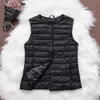 Fi 90% Ultra Light White Duck Down Women Vest Thin Coat Sleeveless Jacket V Collar Or O 210916