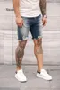 Mannen gescheurde jeans rechte been shorts kleding katoen ademend denim leggings mannelijk skinny hole korte potlood broek heren