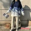 Tröjor Kvinnor Harajuku Chic Paneled Design Loose BF StyleGe Teens Knitwear All-Match Höst Basic O-Neck Kvinna Kläder X0721