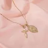 Collares pendientes Virgen María Cruz Collar Para Mujeres Adolescentes Niñas 14K Chapado en oro Católico Cristiano Jesús Cadena Joyería