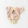 Cute Carton Bear Baby Boy Girl Clothes Sets Kids Striped Sweatshirt Pants Set Outfit For Newborn Infant Kid Clothing Set 210413