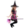 Costume da strega di Halloween per bambine, scintillanti stelle d'argento, stampato, vestito cosplay di carnevale, con cappello a punta, bacchetta magica, vestiti Y0913