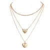 Pendant Necklaces 4 Pcs/Set Exquisite Lady Necklace Heart Shaped Star Crystal Gold Set Women Fashion Valentine's Day Gift