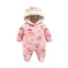 Bebê recém-nascido meninas inverno lua cheia macacões rosa bebê bebê rosa bebê roupas de algodão pijama bebê aquecido escalada roupa para fora h0909