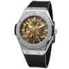 Populair merk Foresining 389 Men Vintage Luxe Siliconengordel Zelfopwikkeling Automatisch mechanisch skeletpolhorloge270G