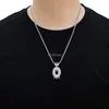 Hip Hop 18K Ouro Algarismos Arábicos Zircão Coroa Colar Conjunto de joias de corrente de 60 cm Colares com pingente de número de diamante gelado para mulheres Homens Will e Sandy Dropship