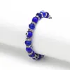 20pcs Fashion Blue Turkish Evil Eye Charm Strands Bracelets Glass Crystal Beads Bracelet For Women Girls Elastic Handmade Jewelry