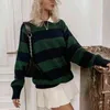 PUWD Leuke Meisjes O Neck Striped Sweaters Pullover Katoen Herfst Mode Dames Y2K Losse Knitwear Vintage Vrouwen Chic 211215