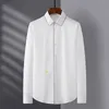 Novo algodão manga comprida masculino camisas luxo abelhas bordadas cor sólida cor negócio casual mens shirts festa festa festa homem camisas 4xl