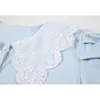 Summer Lightweight Women's Blouse Hot Selling Sweet Flower Embroidery Peter Pan Collar Shirt Korean Short Sleeve Blouse 210417