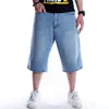 Denim Shorts Modis Hip Hop Jeans Herren Trend Lose Hosen großer Größe 30-46 Hellblauer Biker