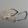 Gmei Optical Fashionable Frameless Titanium Alloy Glasses Plain Lenses Diamond Cutting Rimless None Diopters Eyeglasses3517400