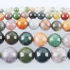 WOJIAER Indian Agate Stone Loose Round Ball Beads For Women's Jewelry Making DIY Necklace Jewellery 4 6 8 10 12mm 15.5Inches BY922