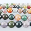 Wojiaer Indian Agate Stone Loose Courge Ball Beads для женских украшений изготовления ювелирных изделий DIY 4 6 8 10 12 мм 15,5 дюйма By922