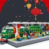 China Transport Shanghai Station Railway Green Train Kits Model Passengers Building Blocks Toy For Children