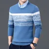 Men Autumn Winter Casual Brand Warm Sweater Pullovers Turn Down Shirt Collar Knit Pattern Outfits Coat 210918