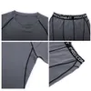 Men's Thermal Underwear Suit MMA Rashguard Fitness Sports Leggings Solid color Comression Clothes 210910