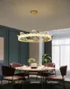 Lustre en cristal de salle de luxe lumière dorée postmoderne éclairage de restaurant minimaliste créatif lampe de chambre principale romantique et chaleureuse