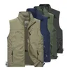 Sommergitter dünne Multi -Taschen -Weste für große männliche lässige 4 Farben Ärmellose Jacke mit vielen Taschen Reporter Weste 211105