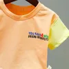 Дети мальчики печатать мультипликационную футболку Summer Kids Out Одежда 2PCSSETS младенец малыш.