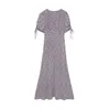 Kuzuwata v-hals slanke taille print trompet jurk lente zomer japan stijl vrouwen jurken zoete bladerdeeg korte mouw vestidos 210730