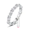 Luxe 925 Sterling Silver Engagement Wedding Row Ring Brillant Promise Eternity Tennis Anneaux pour les femmes # 5 # 6 # 7 # 8 # 9