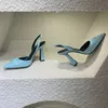 Tasarımcı Kadın Sandalet Parti Moda 100% Deri Dans Ayakkabı Yeni Seksi Topuklar Süper 9.5 cm Lady Düğün Sivri Burun Metal Bayanlar Kafa Yüksek Topuk Elbise Kadın Pompaları Büyük 35-42